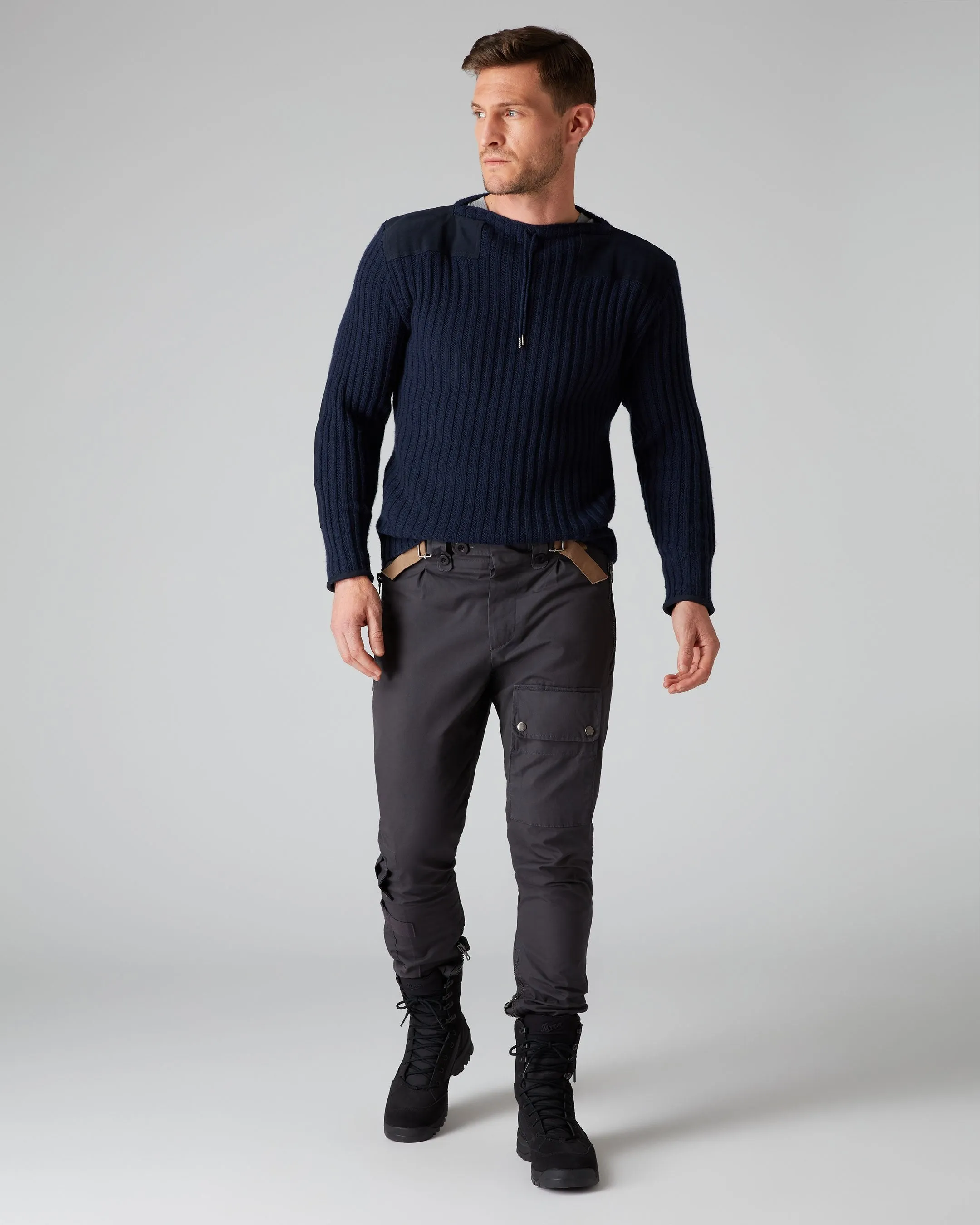 007 Ribbed Army Sweater Navy Blue