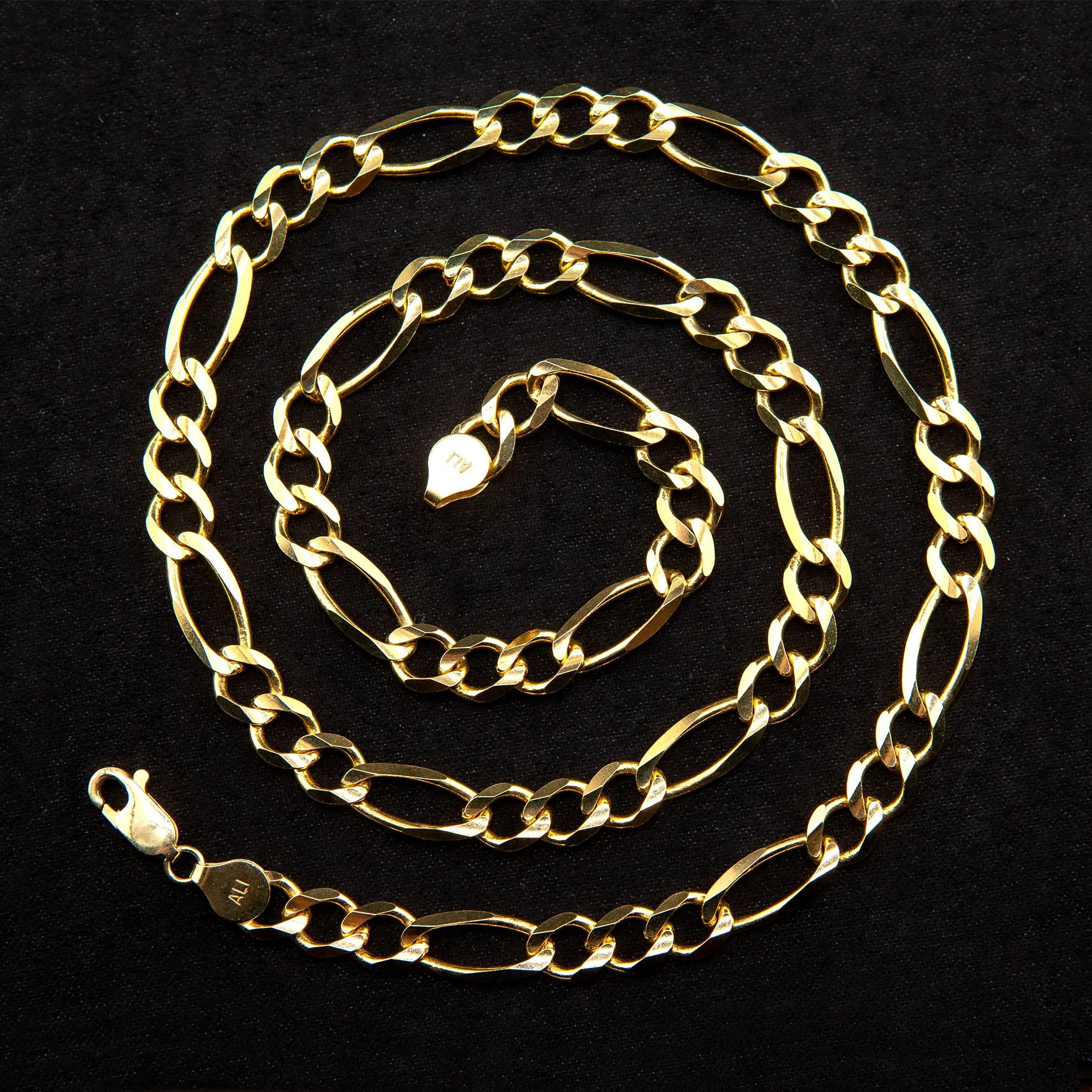 10K Gold Figaro Necklace / 7 MM