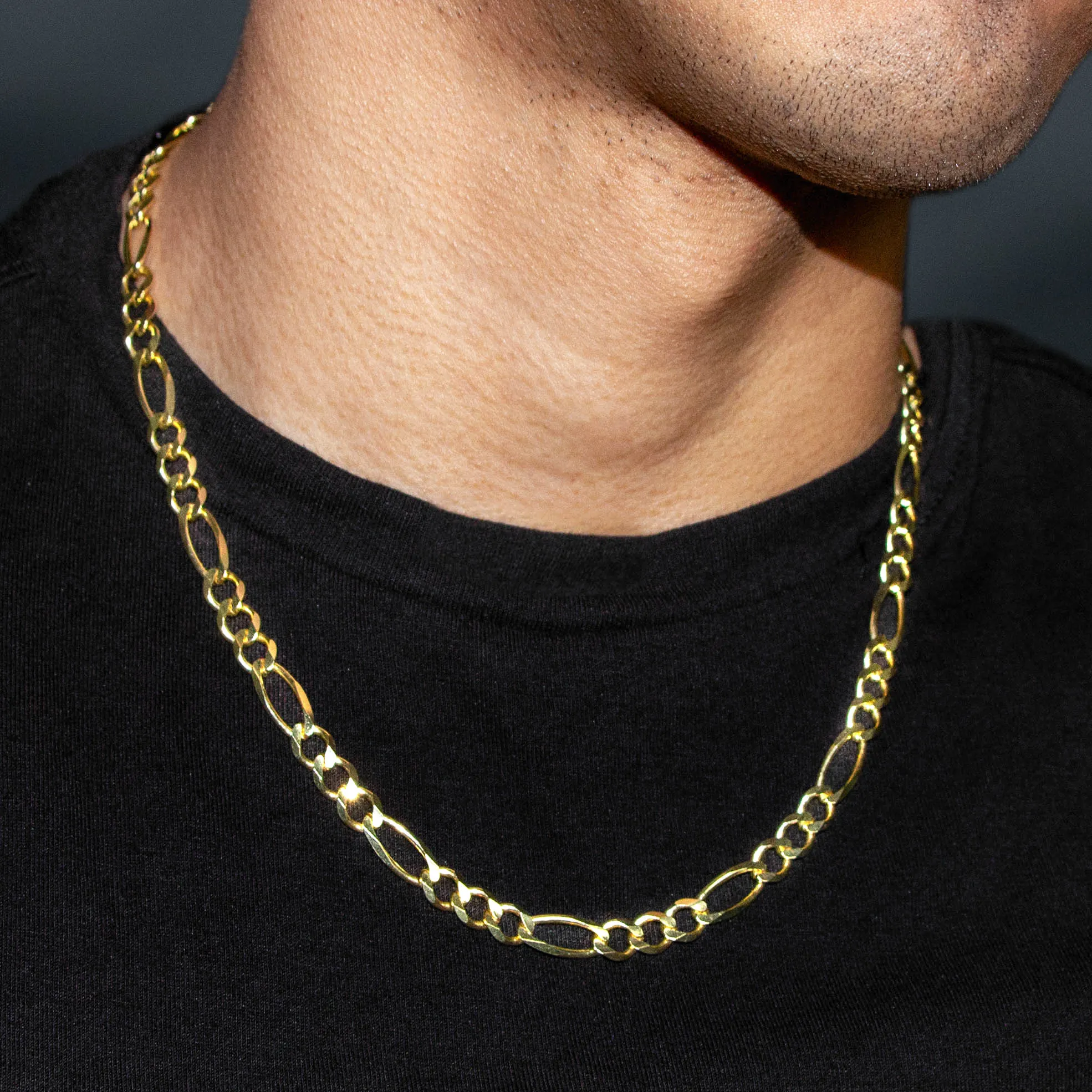 10K Gold Figaro Necklace / 7 MM