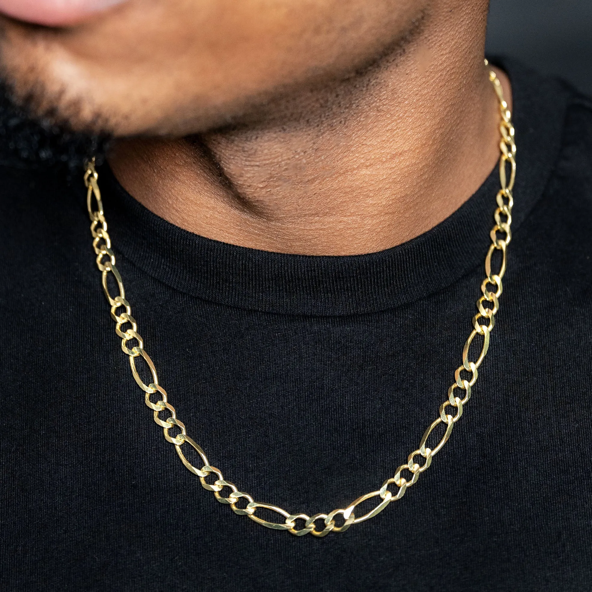 10K Gold Figaro Necklace / 7 MM