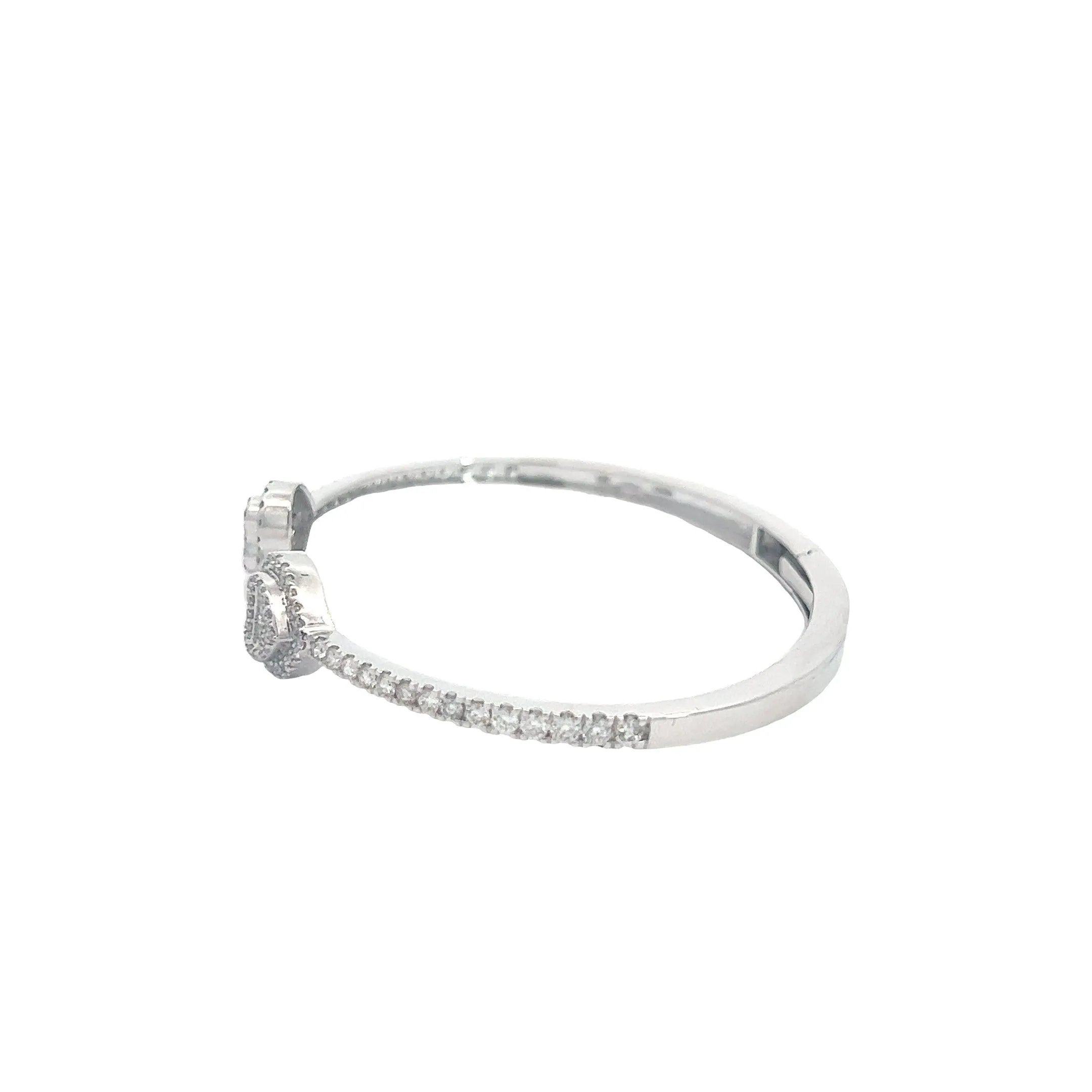 10K GOLD ROUND AND BAGUETTE DIAMOND HEART BANGLE 1.91CT