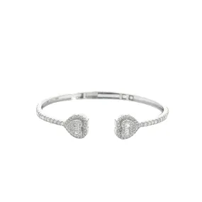 10K GOLD ROUND AND BAGUETTE DIAMOND HEART BANGLE 1.91CT