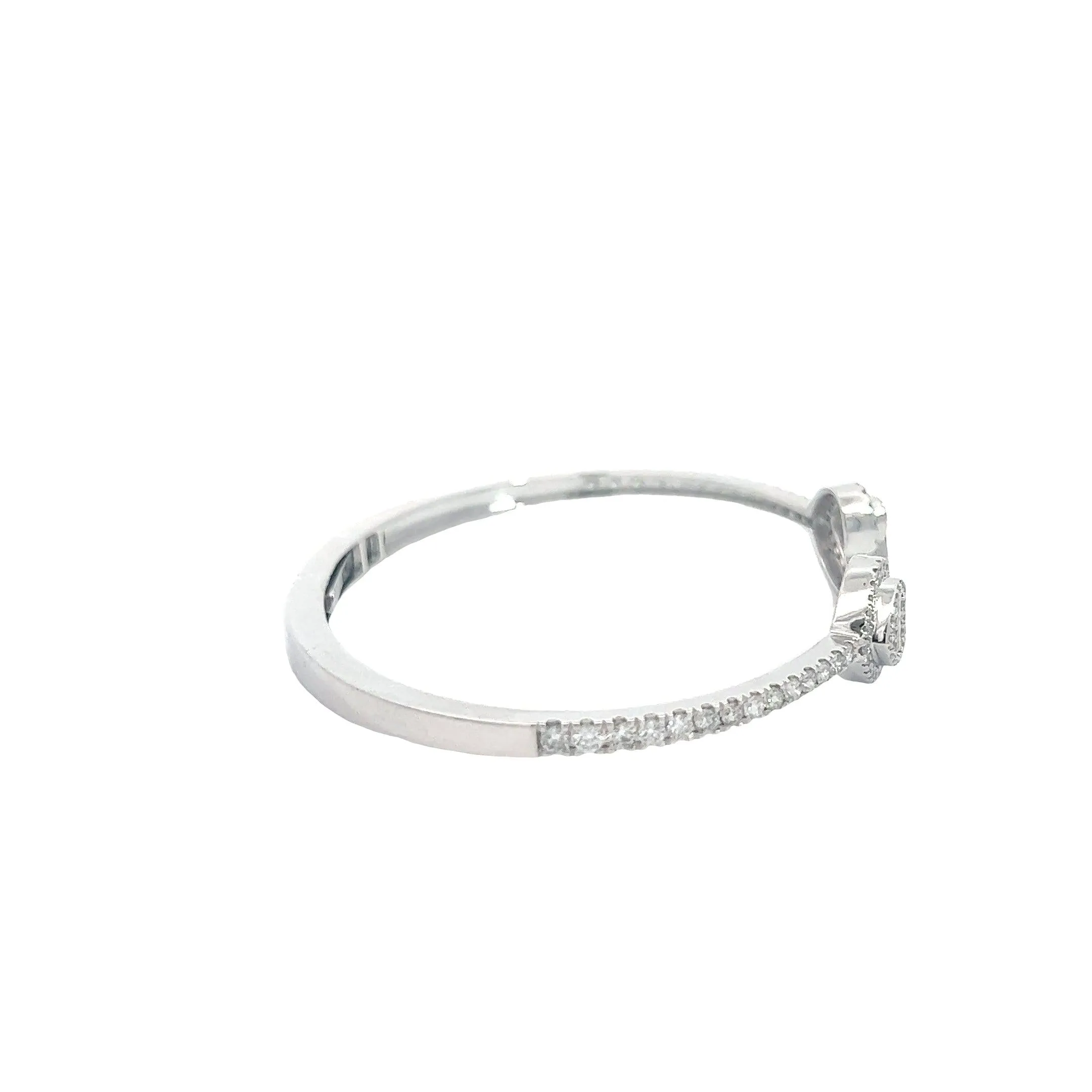 10K GOLD ROUND AND BAGUETTE DIAMOND HEART BANGLE 1.91CT