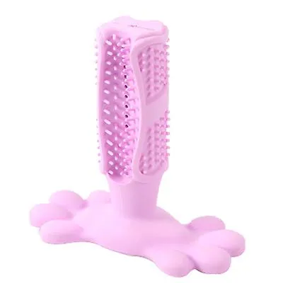 126mm*125mm pink Dog Pet Toothbrush Toy Clean Teeth Brushing Stick Brush Mouth Chewing Cleaner AZ22933