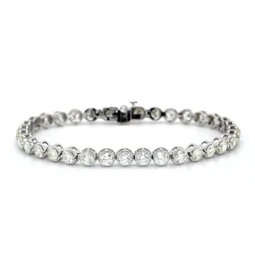 14K White Gold Bezel Set Diamond Tennis Bracelet