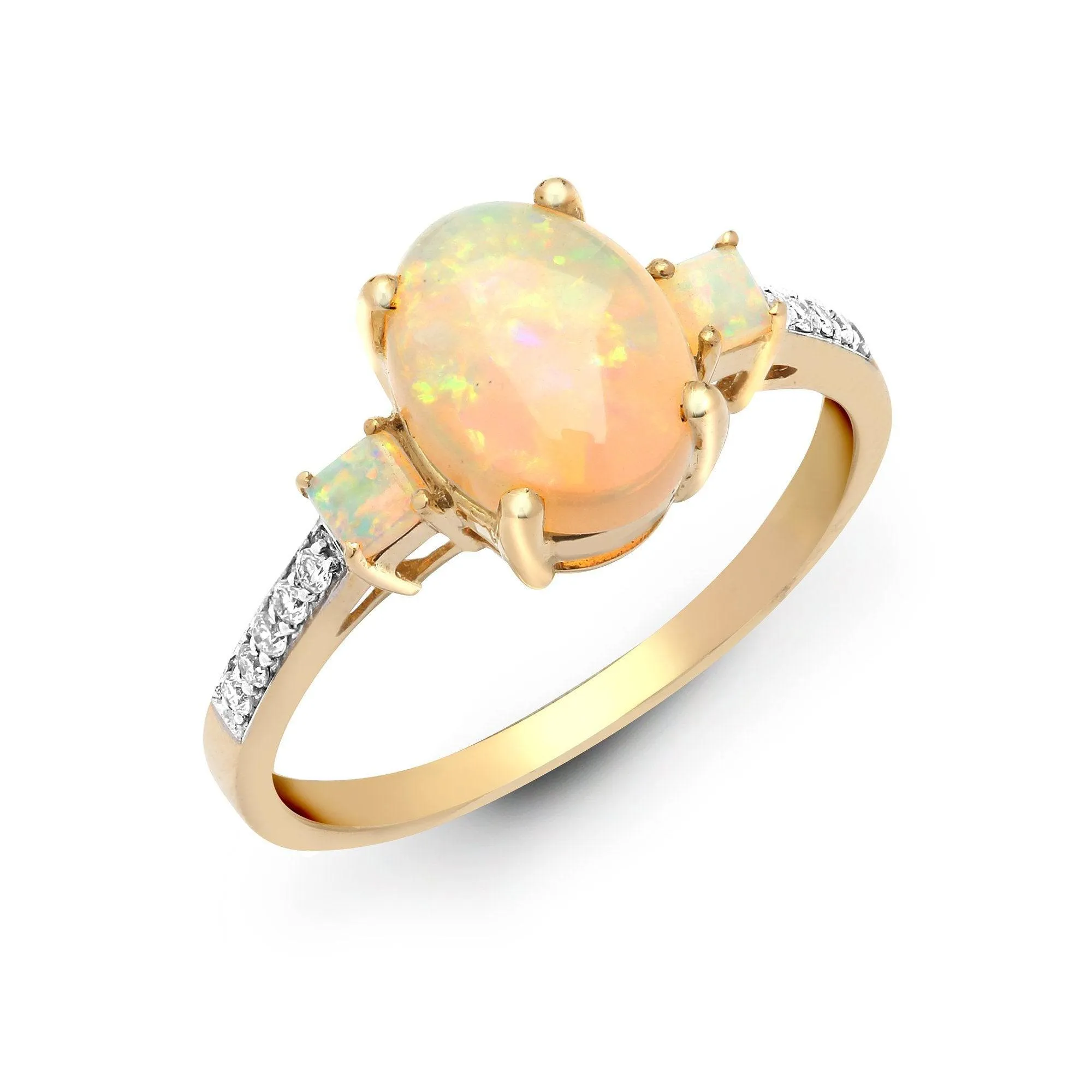 18ct Yellow Gold Dia-5pt Opal-1.40ct Ring