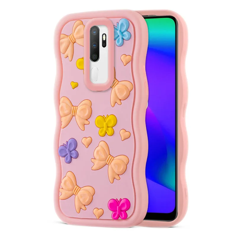 3D Silicone Soft Wave Edges Mobile Back Case For Oppo A5 2020