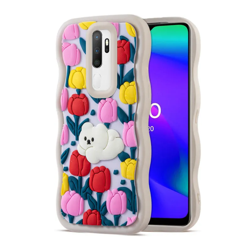 3D Silicone Soft Wave Edges Mobile Back Case For Oppo A5 2020