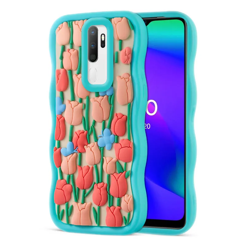 3D Silicone Soft Wave Edges Mobile Back Case For Oppo A5 2020