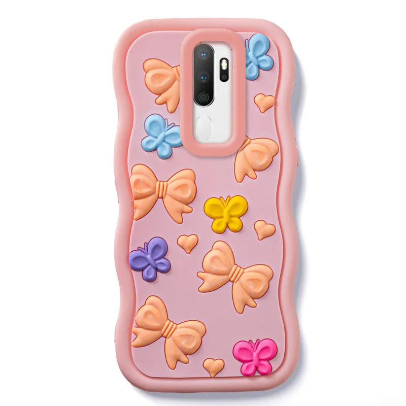 3D Silicone Soft Wave Edges Mobile Back Case For Oppo A5 2020