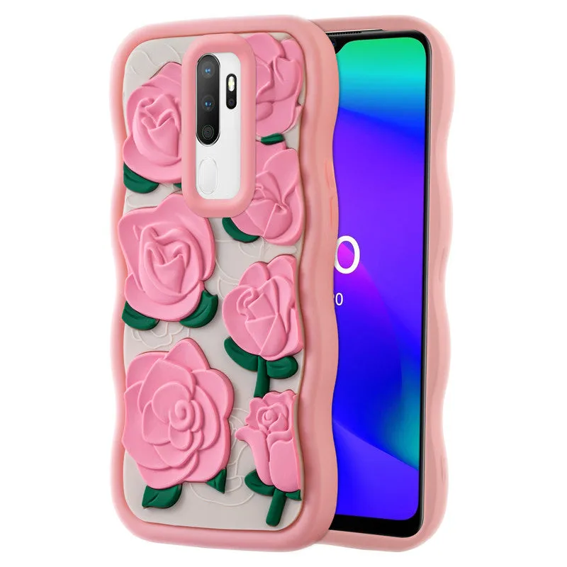 3D Silicone Soft Wave Edges Mobile Back Case For Oppo A5 2020