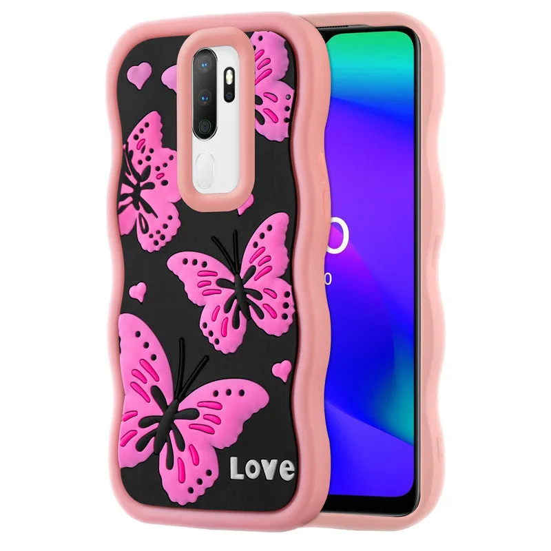 3D Silicone Soft Wave Edges Mobile Back Case For Oppo A5 2020