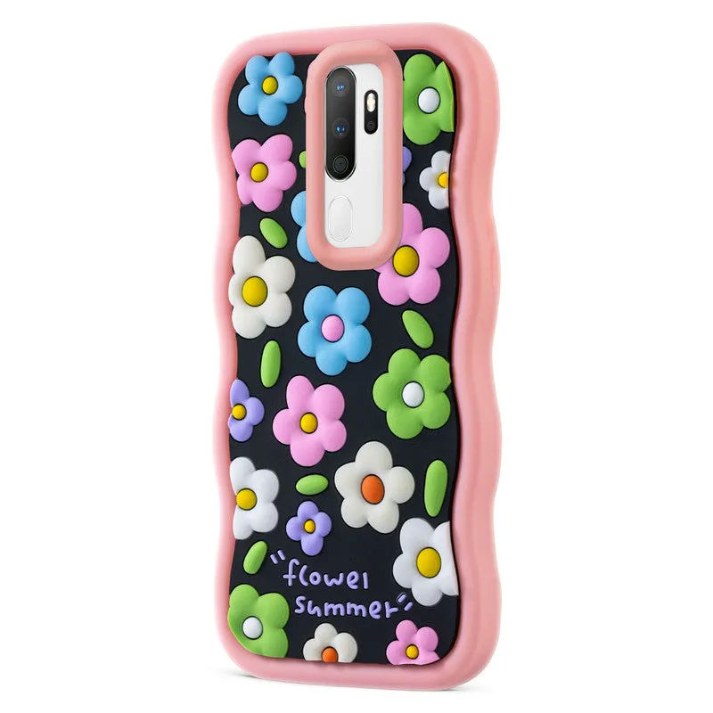 3D Silicone Soft Wave Edges Mobile Back Case For Oppo A5 2020