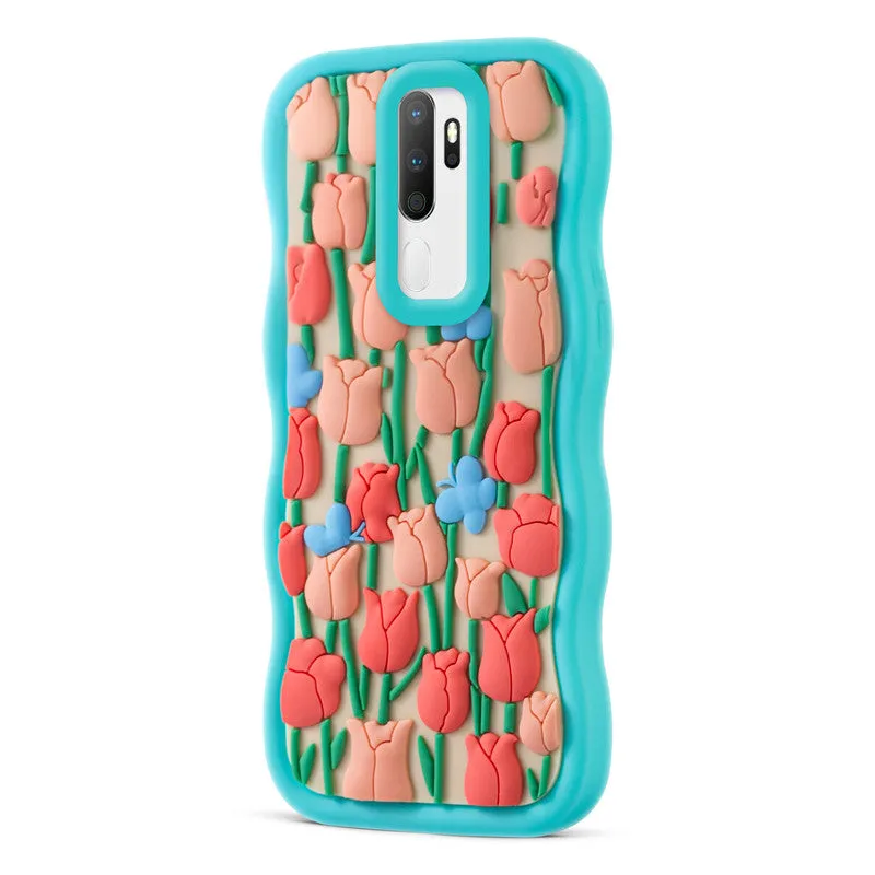 3D Silicone Soft Wave Edges Mobile Back Case For Oppo A5 2020