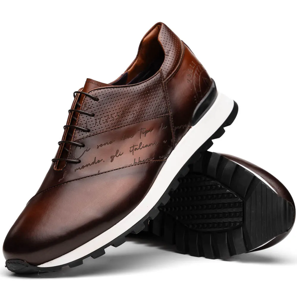 65-395-BRN TESTO Italian Calfskin Sneaker Brown