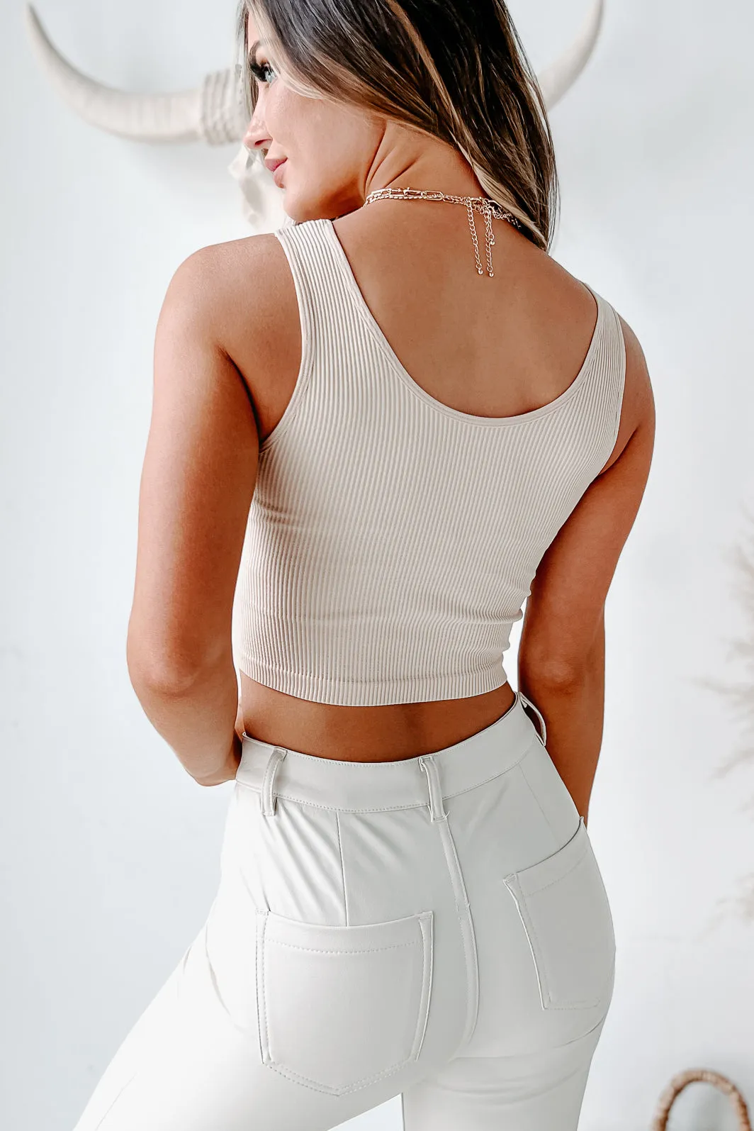 Absolutely Necessary Ribbed Crop Top (Tan)