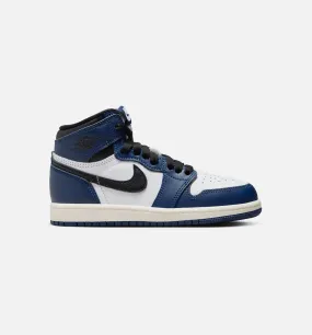 Air Jordan 1 Retro High OG Midnight Navy Preschool Lifestyle Shoe - Midnight Navy/White