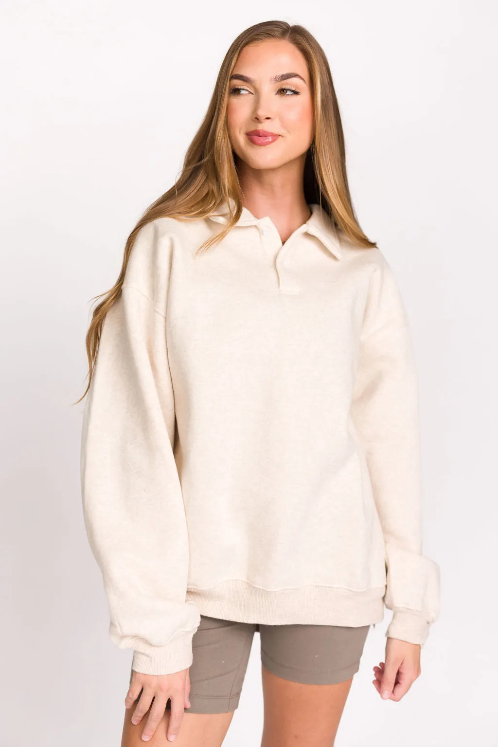 Airport 100% Cotton Sweatshirt in Oat