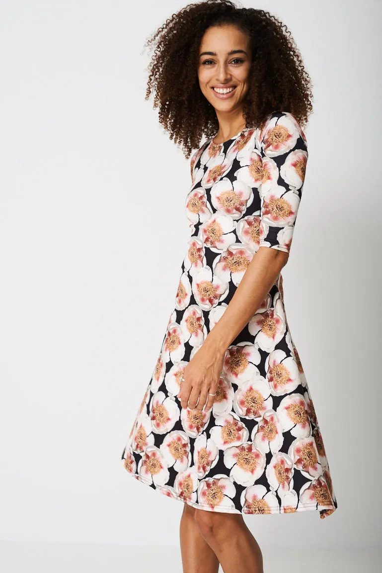 All Over Peony Flower Print Dress