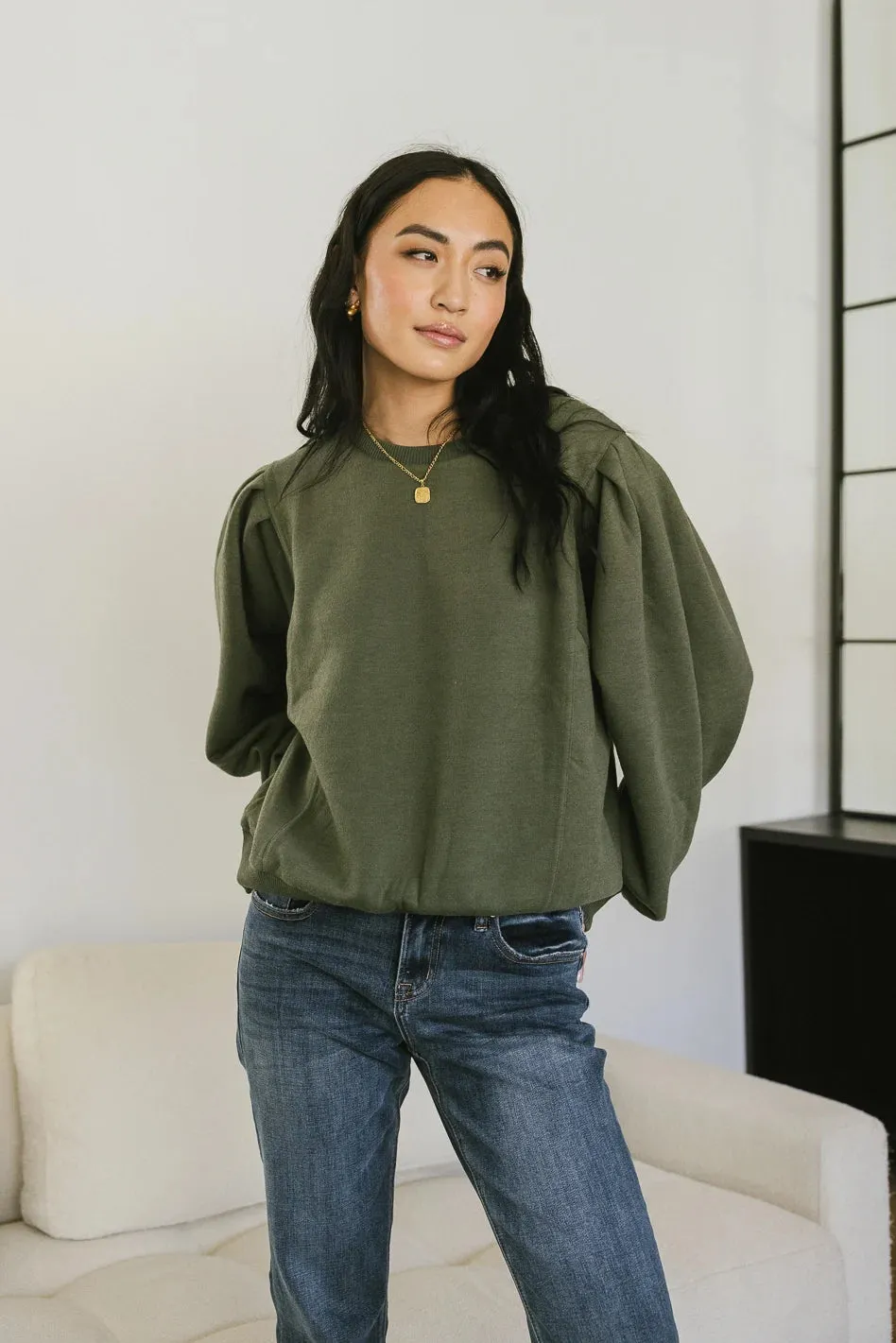 Amalia Sweatshirt in Olive - FINAL SALE