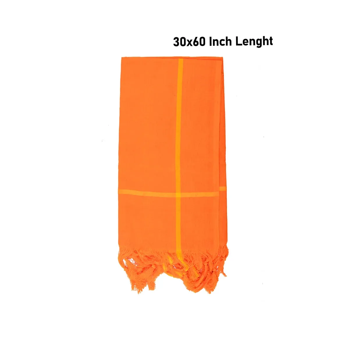 Angavastram - 30 x 60 Inches | Mudi Design Thundu/ Orange Colour Towel/ Melmundu for Mens