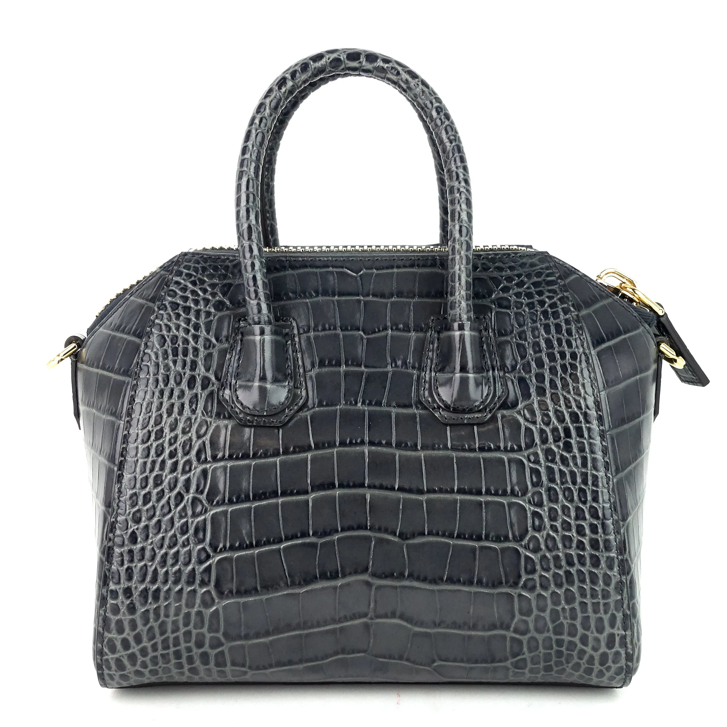 Antigona Mini Croc Embossed Leather Bag with Strap