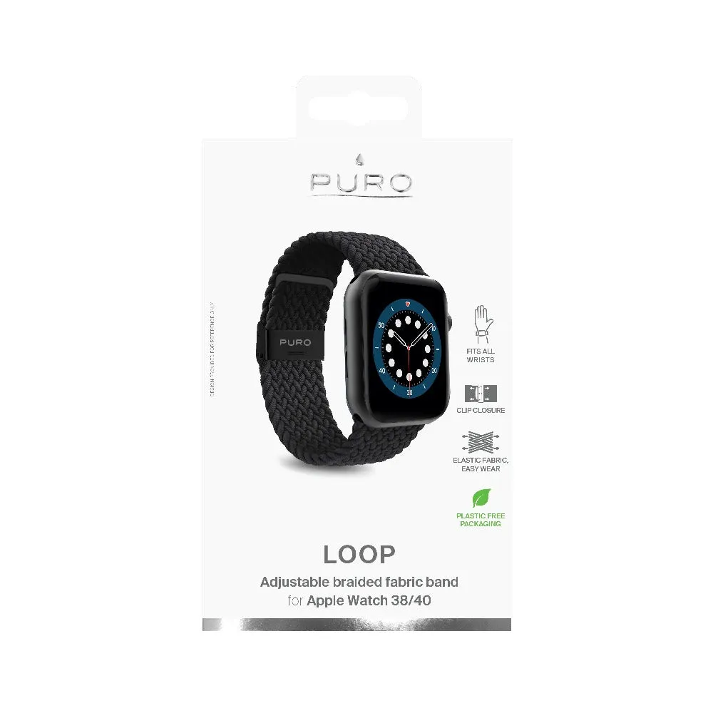 Apple Watch (38/40/SE/41MM) Puro Loop Flettet Stof Rem - Sort