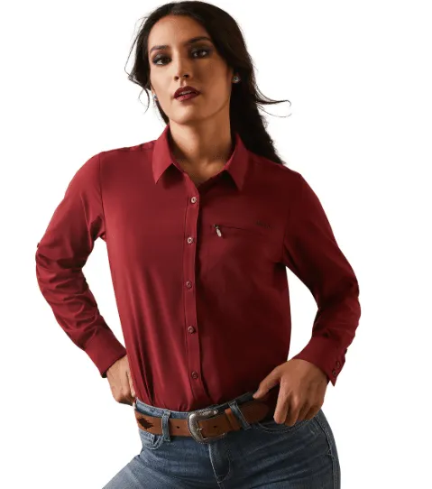 Ariat Women's VentTEK Pomegranate Button Down Long Sleeve Shirt 10043495