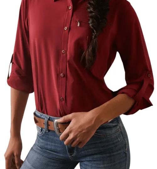 Ariat Women's VentTEK Pomegranate Button Down Long Sleeve Shirt 10043495