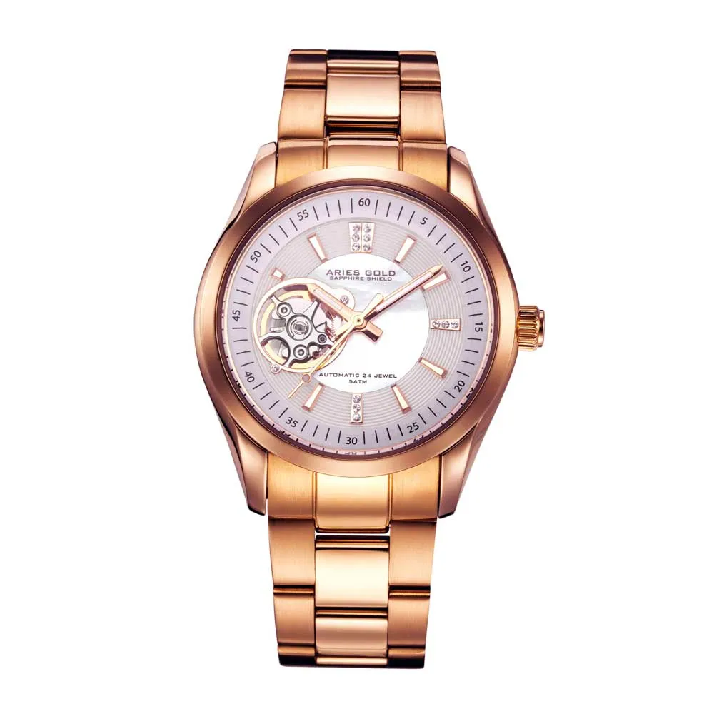 ARIES GOLD AUTOMATIC INSPIRA ROSE GOLD STAINLESS STEEL L 9003 RG-WMOP WOMEN'S WATCH