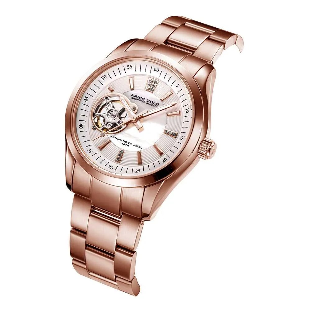 ARIES GOLD AUTOMATIC INSPIRA ROSE GOLD STAINLESS STEEL L 9003 RG-WMOP WOMEN'S WATCH