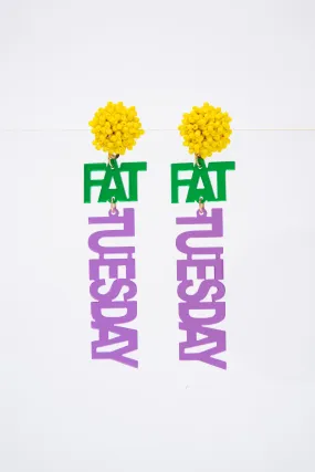 Ashley Fat Tuesday Pom Pom Mirror Acrylic Earrings