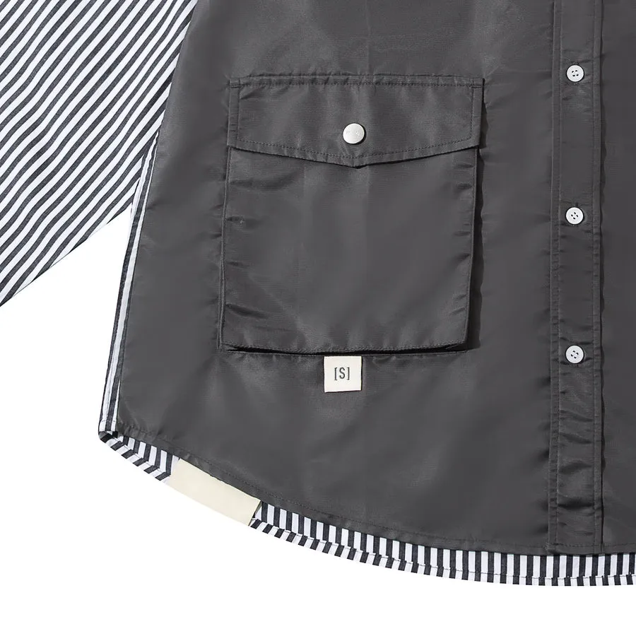 A[S]USL PATCHWORK FOUR POCKETS SHIRT-BLACK STRIPES