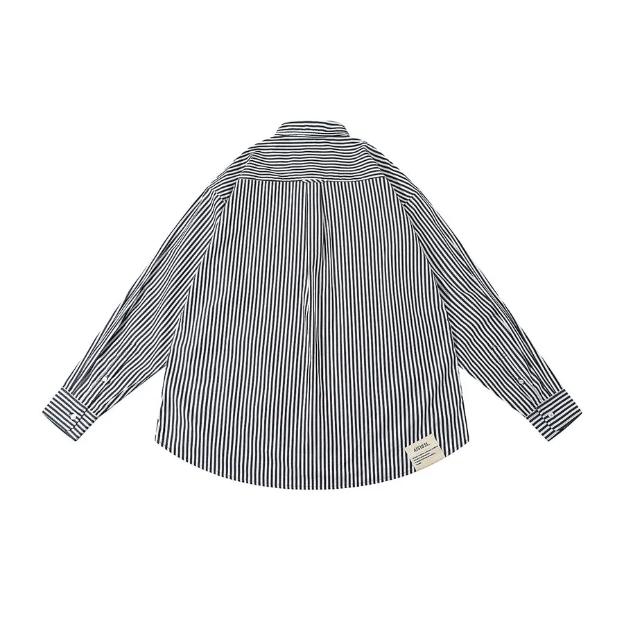 A[S]USL PATCHWORK FOUR POCKETS SHIRT-BLACK STRIPES