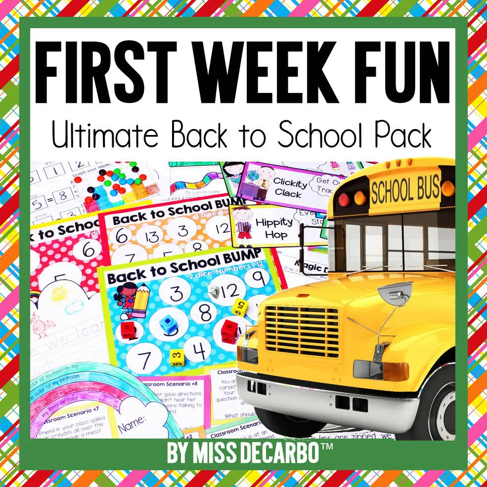 Back to School First Week Activities | Printable Classroom Resource | Miss DeCarbo