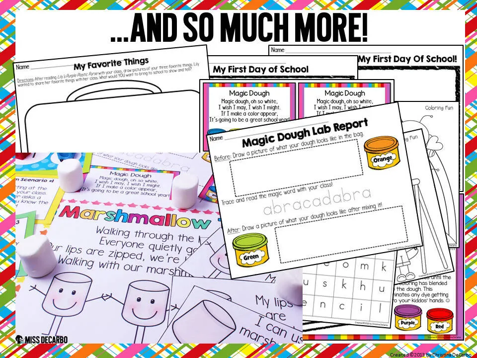 Back to School First Week Activities | Printable Classroom Resource | Miss DeCarbo