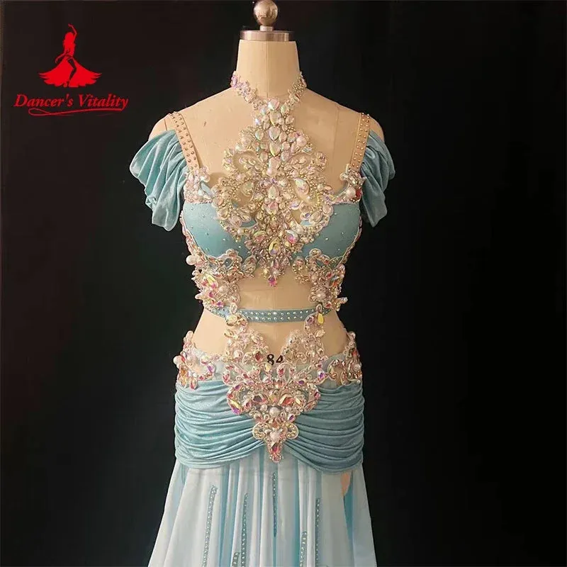 Belly Dance Competition Costume Set for Women Customsized Senior AB Stones Performance Professional Costume Bellydance Outfit