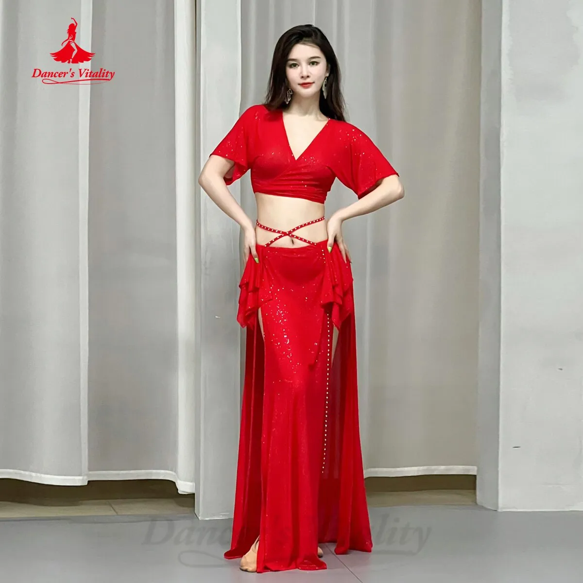 Belly Dance Costume Women 2023 New Summer Gauze Short Sleeves Top Long Skirt 2pcs Oriental Training Suit Bellydance Outfit