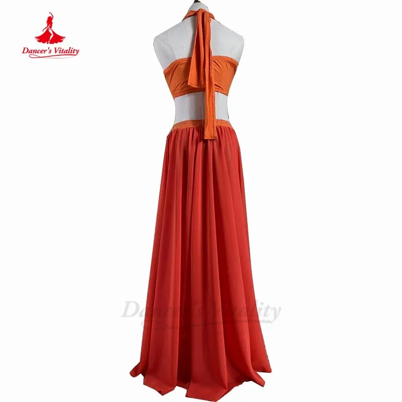 Bellydance Costume Senior AB Stones Bra split Chiffon Long Skirt 2pcs for Women Customzied Oriental Belly Dancing Wear Suit