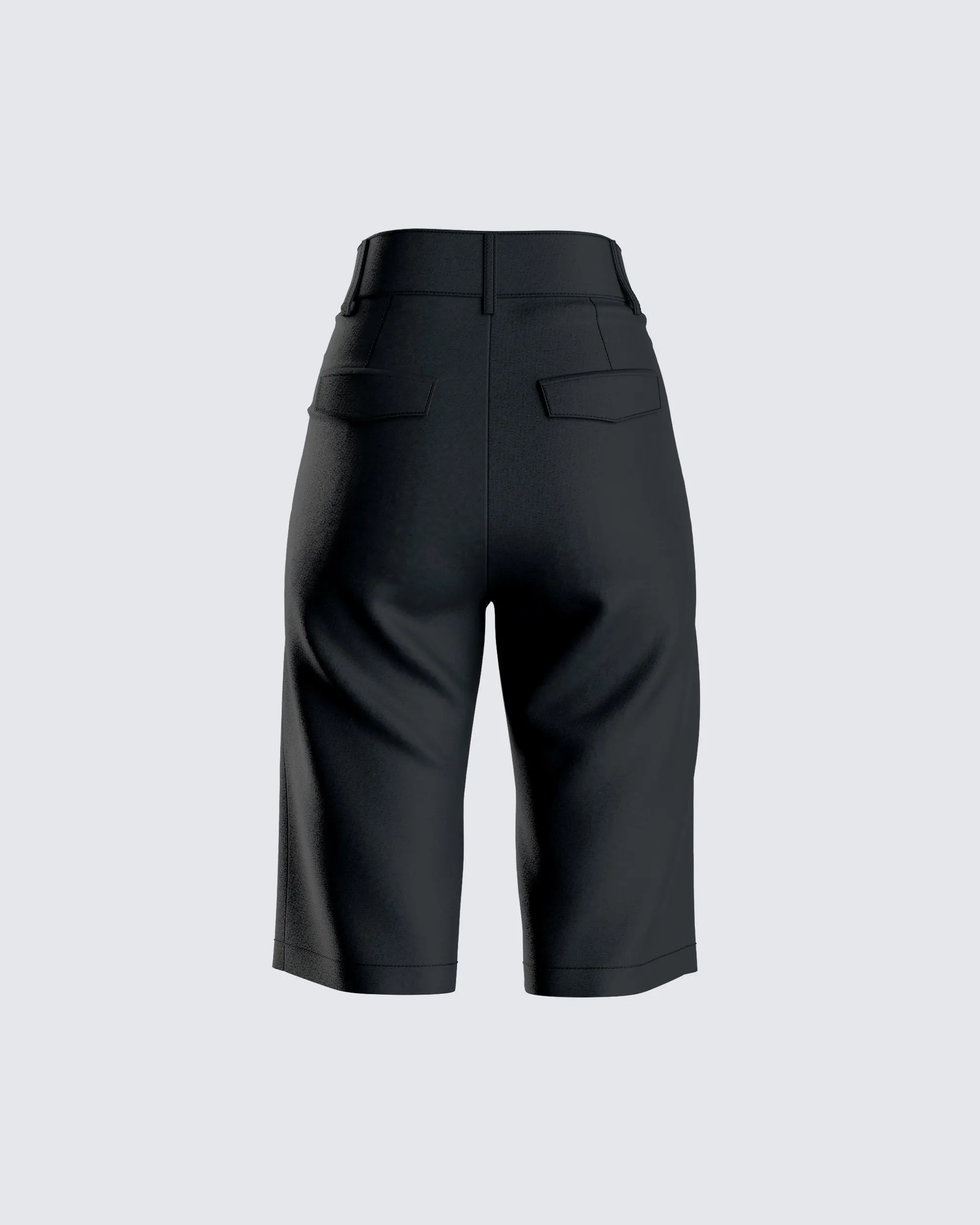 Birna Black Crepe Bermuda Shorts