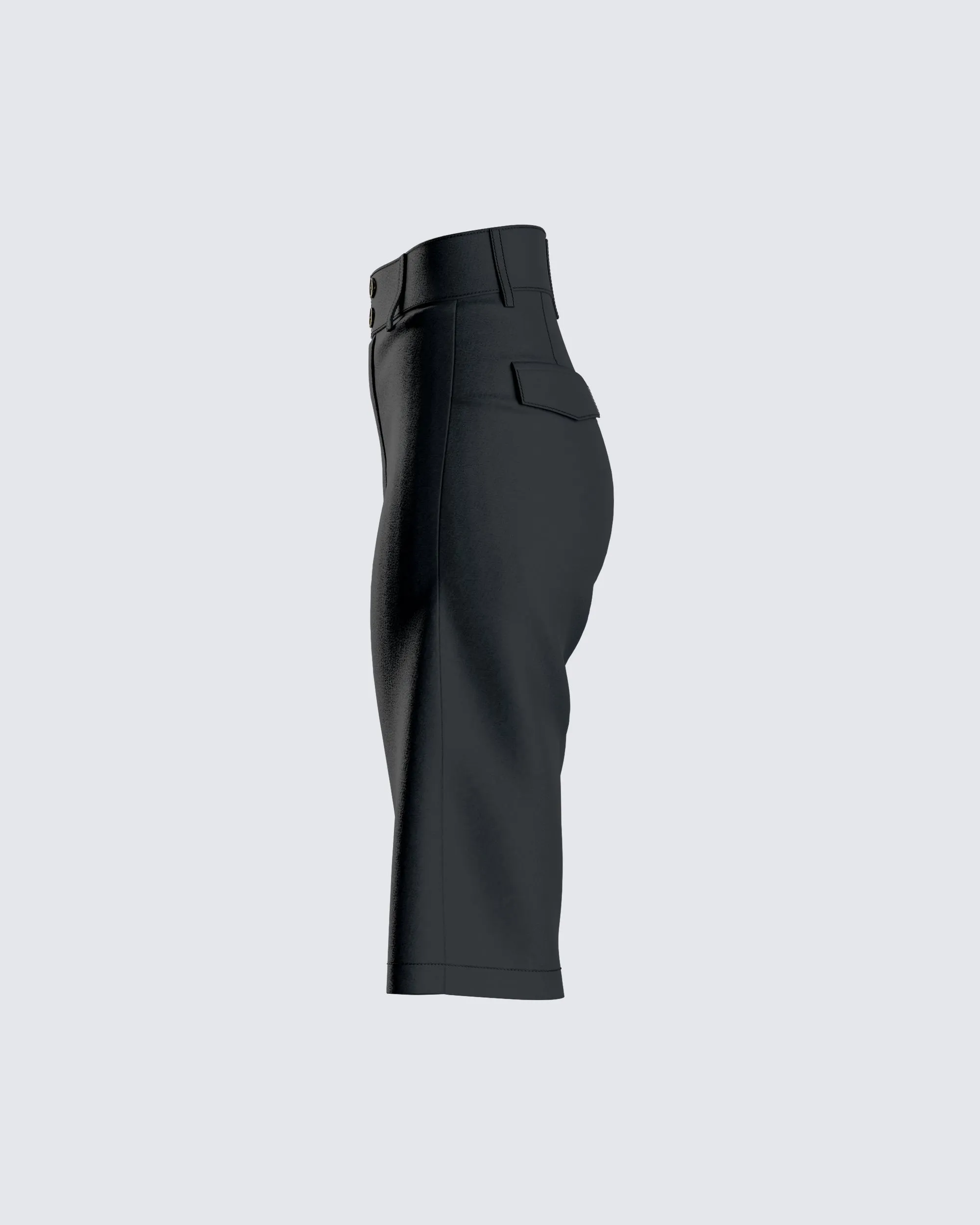 Birna Black Crepe Bermuda Shorts