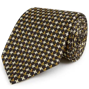 Black and Gold Fleur De Lys Silk Tie