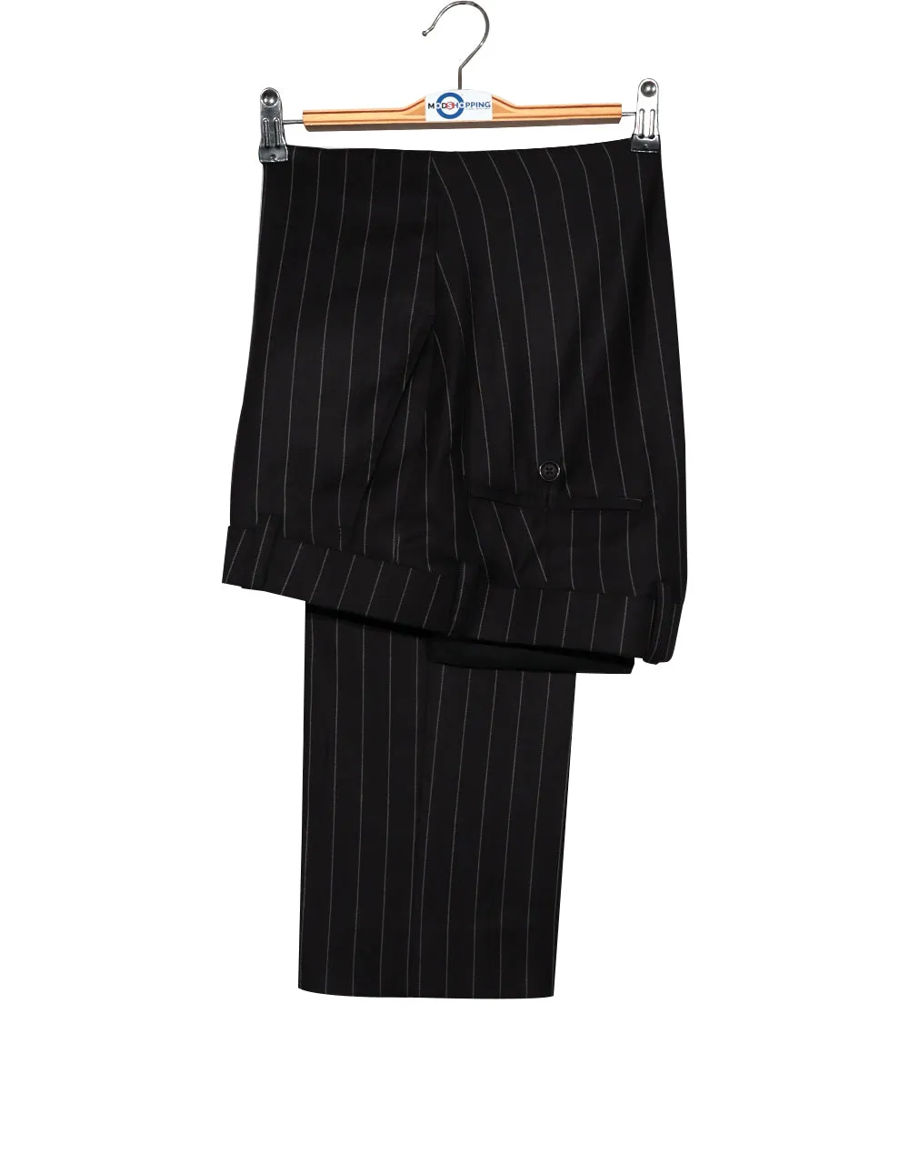 Black and White Pinstripe 3 Piece Suit