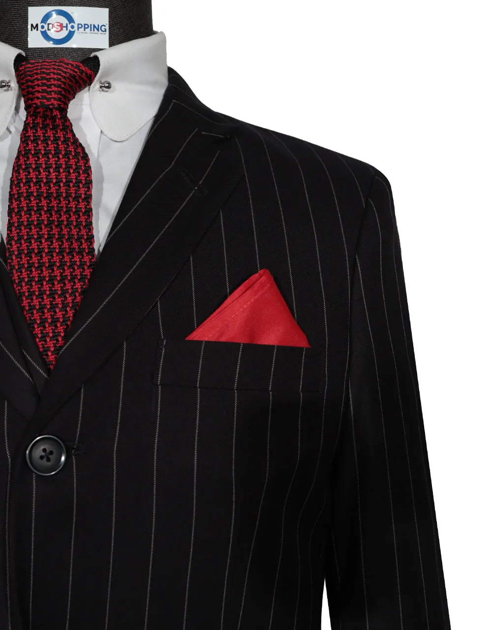 Black and White Pinstripe 3 Piece Suit