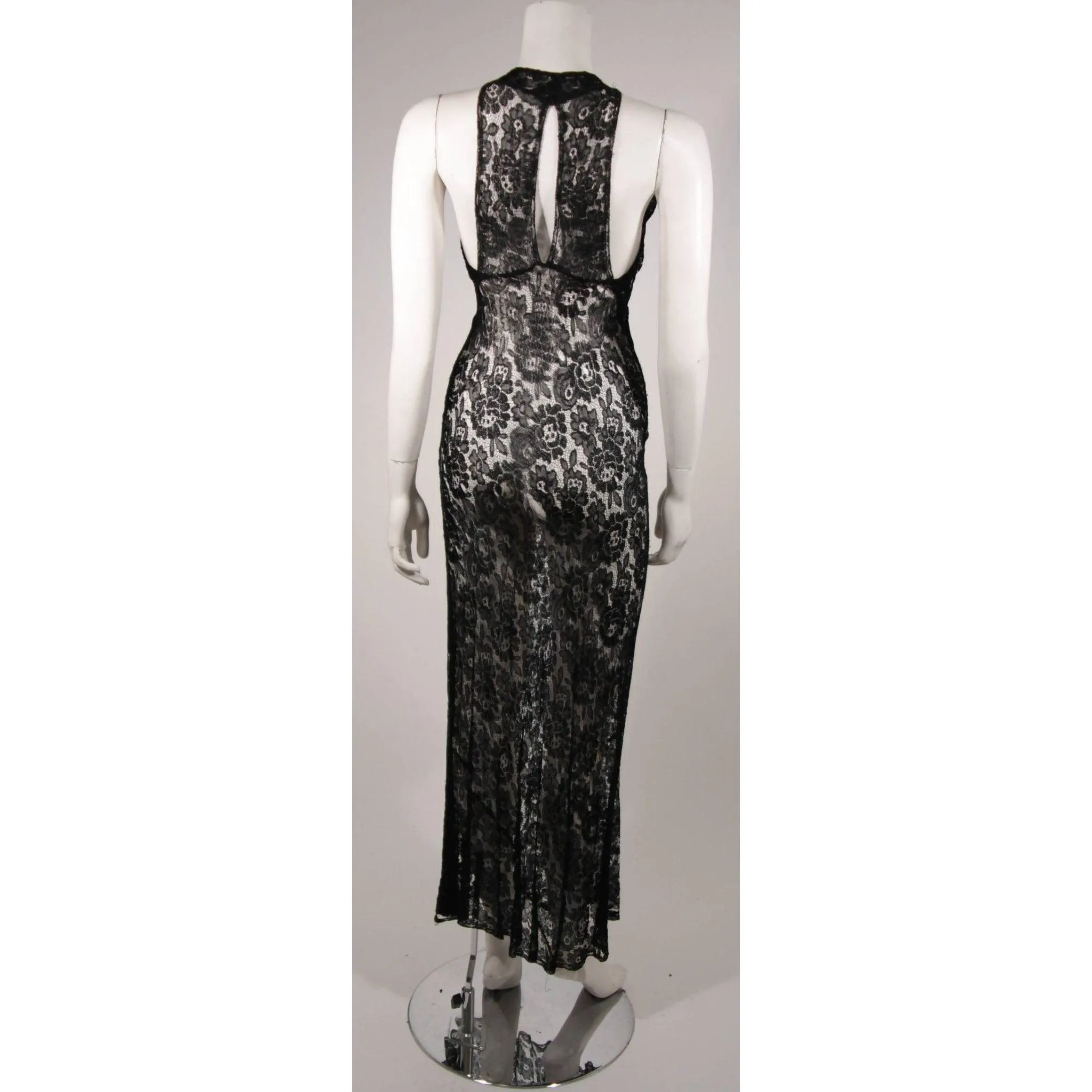 Black Lace Halter Style Gown | Size S/M