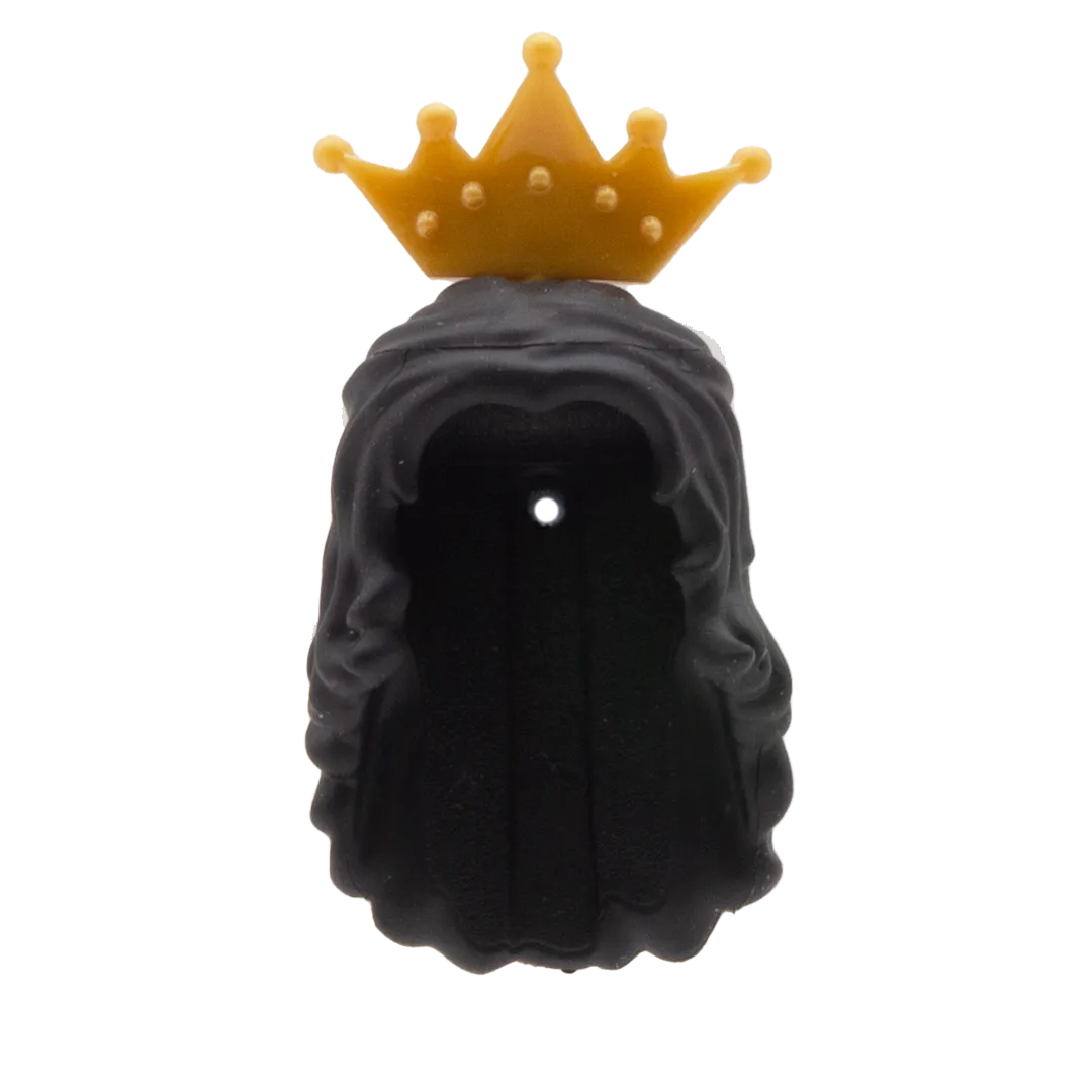 Black Long with Half Plait  with Crown/Tiara - LEGO Friends Minifigure Hair