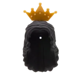 Black Long with Half Plait  with Crown/Tiara - LEGO Friends Minifigure Hair