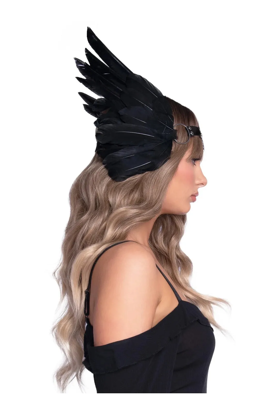 Black Medallion Feather Headband