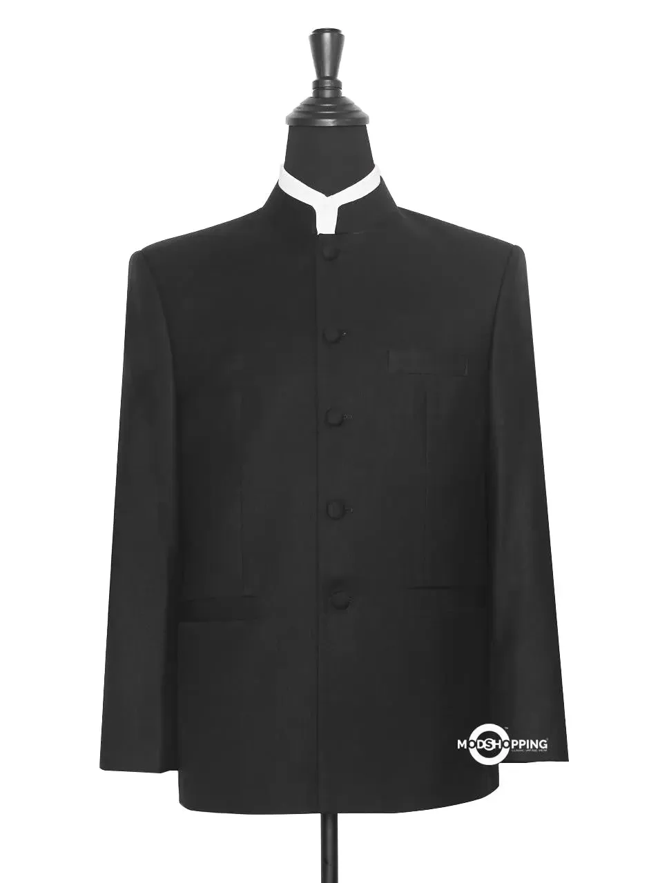 Black Nehru Collar Jacket For Men's