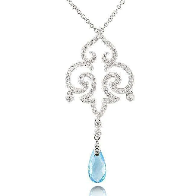 Blue Topaz & Diamond Fleur-de-lis